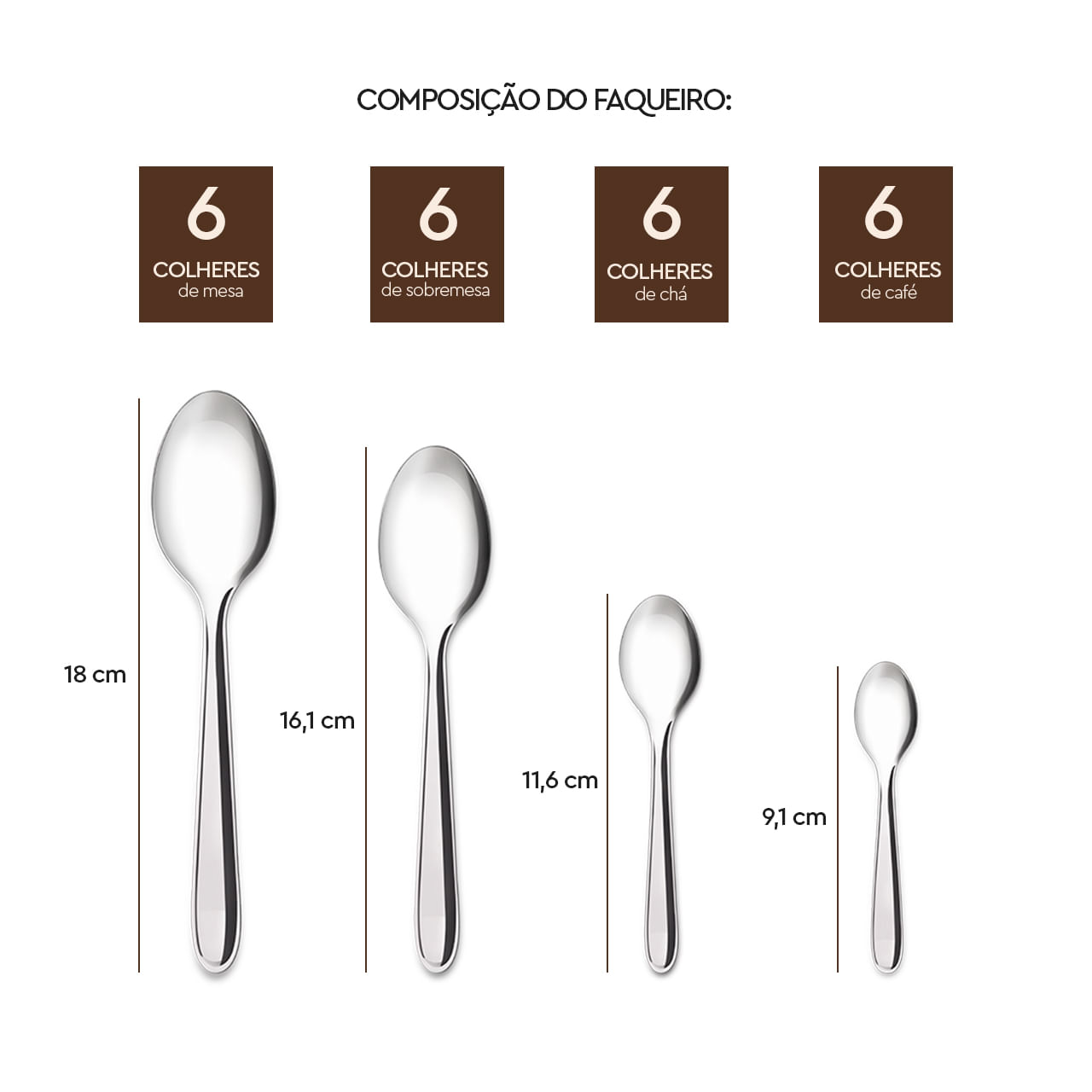 Faqueiro Brinox Siena 42 Peças Aço Inoxidável - Imagem 5